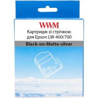 Картридж зі стрічкою WWM для Epson LW-400/700 6mm х 8m Black-on-Matte-silver (WWM-SM6X)