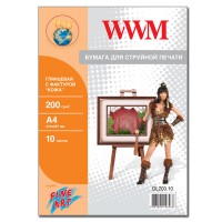 Фотопапір WWM Глянсовий "Шкіра" 200Г/м кв, A4, 10л (GL200.10)