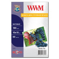 Фотопапір WWM матовий 180Г/м кв, 10см x 15см, 50л (M180.F50)