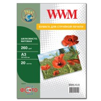 Фотопапір WWM шовковисто-матовий 260г/м кв, A3, 20л (SM260.A3.20)