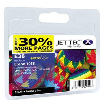 Картридж JetTec для Epson Stylus C41/C43/C45 аналог C13T03814A Black (110E003801) повышенной емкости