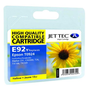 EPSON Stylus C91/CX4300/T26/TX106/109 Yellow (110E009204) E92Y Jet Tec