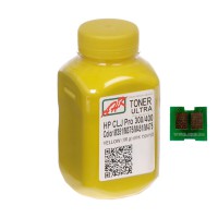 Тонер + чіп АНК для HP CLJ Pro 300/400/M475 ( тонер АНК, чип АНК) бутль 100г Yellow (1505165)