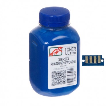 Тонер + чіп АНК для Xerox Phaser 6000/6010 ( тонер АНК, чип АНК) бутль 20г Cyan (1500256) регион 2 и 4