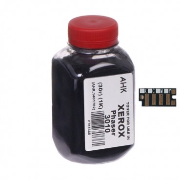 Тонер + чіп АНК для Xerox Phaser 3010 ( тонер АНК, чип АНК) бутль 30г Black (1401725)