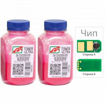 Тонер+чип АНК для OKI C510/511/530 ( тонер АНК, чип АНК) бутль 2x80г Magenta (1505443) ULTRA COLOR