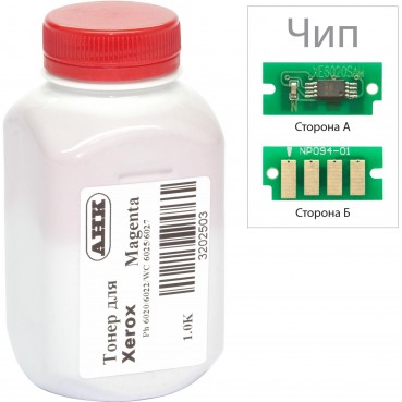 Тонер + чіп АНК для Xerox Phaser 6020/6022, WC 6025 ( тонер АНК, чип АНК) бутль 30г Magenta (3202501)