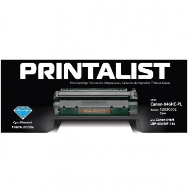 Картридж тон. PRINTALIST для Canon 046H, LBP-650/MF-730 аналог 1253C002 Cyan ( 5000 сторінок) (Canon-046HC-PL)