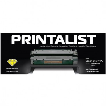 Картридж тон. PRINTALIST для Canon 046H, LBP-650/MF-730 аналог 1251C002 Yellow ( 5000 сторінок) (Canon-046HY-PL)