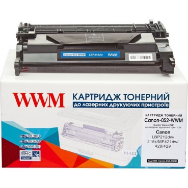 Картридж тон. WWM для Canon LBP212dw/215x/MF421dw/428/429 аналог Canon 052 Black ( 3100 копий) (Canon-052-WWM)