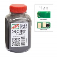 Тонер + чіп АНК для OKI C301/321 ( тонер АНК, чип АНК) бутль 60г Black (1505325)