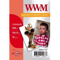 Фотопапір WWM Глянсовий 200Г/м кв, 10см x 15см, 10л (G200.F10/C)