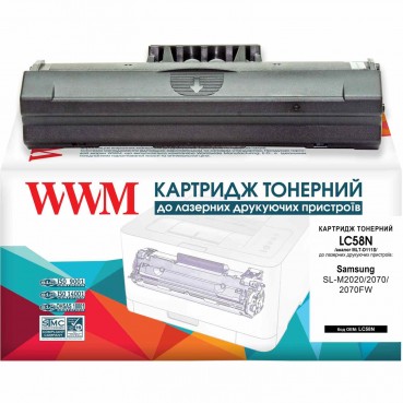 Картридж тон. WWM для Samsung SL-M2020/2070/2070FW аналог MLT-D111S Black (LC58N)