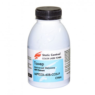 Тонер Static Control для HP LJ универсальный бутль 40г Cyan (MPTCOL-40B-COS-P)