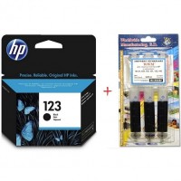 Картридж HP Deskjet 2130 HP №123 Black + Заправочный набор Black (Set123B-inkHP)