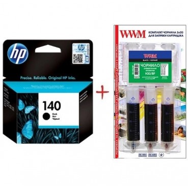 Картридж HP для Officejet J5783/J6483 HP 140 + Заправочный набор Black (Set140-inkB)