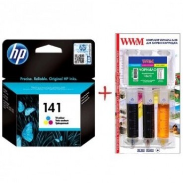 Картридж HP для Officejet J5783/J6483 HP 141 + Заправочный набор Color (Set141-inkC)