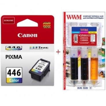 Картридж Canon для Pixma MG2440/MG2540 CL-446 + Заправочный набор Color (Set446-inkC)