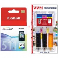 Картридж Canon Pixma MP230/MP250/MP270 CL-511C + Заправочный набор Color (Set511-inkC)