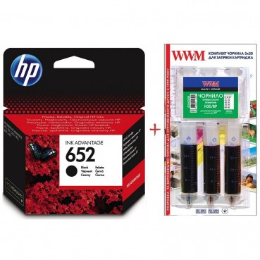 Картридж HP для DJ Ink Advantage 1115/2135 №652 Black + Заправочный набор (Set652B-inkHP)