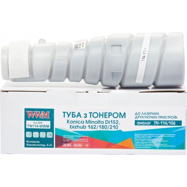 Туба з тонером WWM для Konica Minolta Di152, bizhub 162/180/210 аналог TN-114/106 Black ( 11000 ст.) (TN114-WWM)