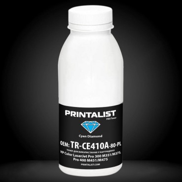 Тонер PRINTALIST для HP CLJ Pro 300 M351/M375, Pro 400 M451/M475 бутль 80г Cyan (TR-CE410A-80-PL)