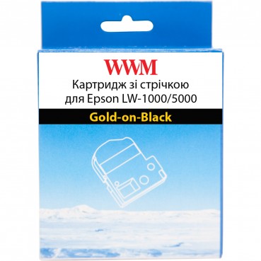 Картридж зі стрічкою WWM для Epson LW-1000/5000 36mm х 8m Gold-on-Black (WWM-SC36KZ)