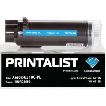 Туба з тонером PRINTALIST для Xerox Phaser 6510N, WC 6515N аналог 106R03693 Cyan ( 4300 копий) (Xerox-6510C-PL)