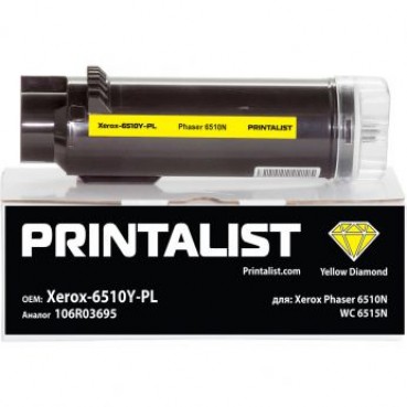 Туба з тонером PRINTALIST для Xerox Phaser 6510N, WC 6515N аналог 106R03695 Yellow ( 4300 копий) (Xerox-6510Y-PL)